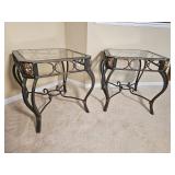 Contemporary Steel Frame Side Tables with Lions Head Elements