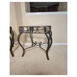 Contemporary Steel Frame Side Tables with Lions Head Elements