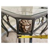 Contemporary Steel Frame Side Tables with Lions Head Elements
