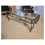 Contemporary Steel Frame Cocktail Table with Lions Head Elements
