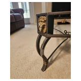Contemporary Steel Frame Cocktail Table with Lions Head Elements