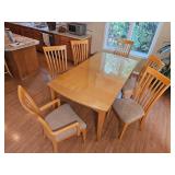 Slotted Mission Kitchen Dining Table with Fitted Glass Surface