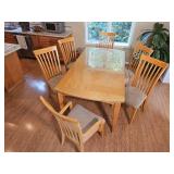 Slotted Mission Kitchen Dining Table with Fitted Glass Surface