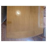 Slotted Mission Kitchen Dining Table with Fitted Glass Surface