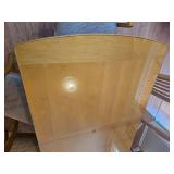 Slotted Mission Kitchen Dining Table with Fitted Glass Surface