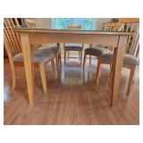 Slotted Mission Kitchen Dining Table with Fitted Glass Surface