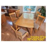 Slotted Mission Kitchen Dining Table with Fitted Glass Surface