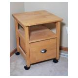 Chic Modern Blonde Side Table on Rolling Casters