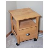 Chic Modern Blonde Side Table on Rolling Casters