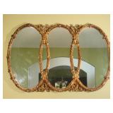 Mid-Century Triple Oval Interlocking Gold Gilt Mirror