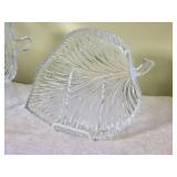 Fine Crystal Leaf Platter Pair