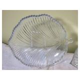 Fine Crystal Leaf Platter Pair