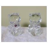 Adorable Fenton Fine Crystal Teddy Bear Figurine Pair