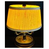 Small Vintage Wooden and Brass Candelabra Style Table Lamp