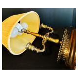 Small Vintage Wooden and Brass Candelabra Style Table Lamp