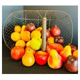 Wire Basket with Faux Fruit for Decor