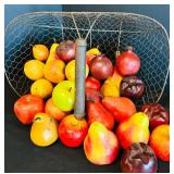 Wire Basket with Faux Fruit for Decor