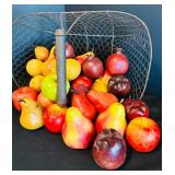 Wire Basket with Faux Fruit for Decor
