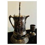 Antique Barbour Silverplate Tilting Pitcher with Stand and Cup