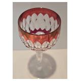 Remarkable Crystal Stemware Grouping including Pair of Anne Hutte Cranberry Wine Glasses