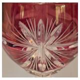 Remarkable Crystal Stemware Grouping including Pair of Anne Hutte Cranberry Wine Glasses