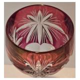 Remarkable Crystal Stemware Grouping including Pair of Anne Hutte Cranberry Wine Glasses