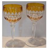 Remarkable Crystal Stemware Grouping including Pair of Anne Hutte Cranberry Wine Glasses