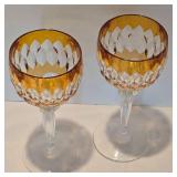 Remarkable Crystal Stemware Grouping including Pair of Anne Hutte Cranberry Wine Glasses