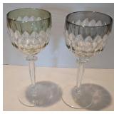 Remarkable Crystal Stemware Grouping including Pair of Anne Hutte Cranberry Wine Glasses