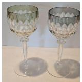 Remarkable Crystal Stemware Grouping including Pair of Anne Hutte Cranberry Wine Glasses