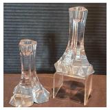 Pair of Striking Miller Rogaska Crystal Triangle Candleholders