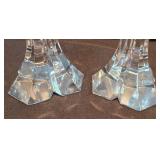 Pair of Striking Miller Rogaska Crystal Triangle Candleholders