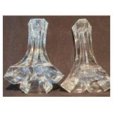 Pair of Striking Miller Rogaska Crystal Triangle Candleholders