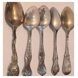 Collection of Five Commemorative Sterling Silver Spoons