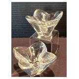 Pair of Orrefors Lotus Crystal Candleholders