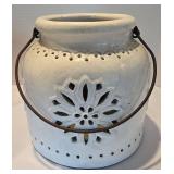 Large Earthy Planter + Pottery Jug with Floral Cutouts