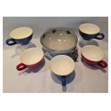 Pretty Handled Pottery Bowl Plus Sur la Table Soup Mugs