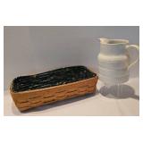 Cute Ivory Pitcher Plus Longaberger Bread Basket