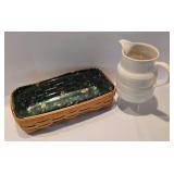 Cute Ivory Pitcher Plus Longaberger Bread Basket
