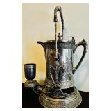 Antique Barbour Silverplate Tilting Pitcher with Stand and Cup