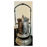 Antique Barbour Silverplate Tilting Pitcher with Stand and Cup