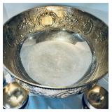 Dramatic Vintage Punch Bowl with 12 Lovely Cups