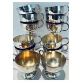 Dramatic Vintage Punch Bowl with 12 Lovely Cups