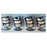 Dramatic Vintage Punch Bowl with 12 Lovely Cups