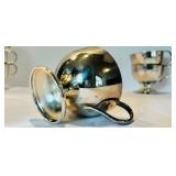 Dramatic Vintage Punch Bowl with 12 Lovely Cups