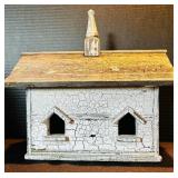 Cozy Decor Including White Ceramic Potter Barn Lantern and Whitewashed Bird Houses