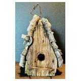 Cozy Decor Including White Ceramic Potter Barn Lantern and Whitewashed Bird Houses