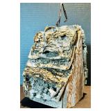 Cozy Decor Including White Ceramic Potter Barn Lantern and Whitewashed Bird Houses