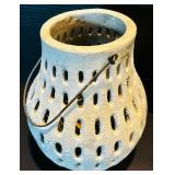 Cozy Decor Including White Ceramic Potter Barn Lantern and Whitewashed Bird Houses