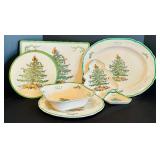 Christmas Party! Spode English Christmas Tree Dishes Including Platters, Placemat, Coasters and More